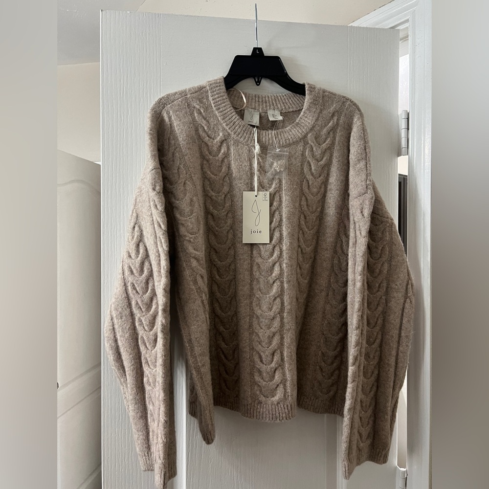 Joie Tan Cable Knit Crewneck Sweater for Men